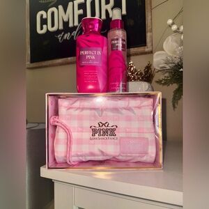 PINK x Loveshackfancy makeup bag and pretty in pink bbw set
